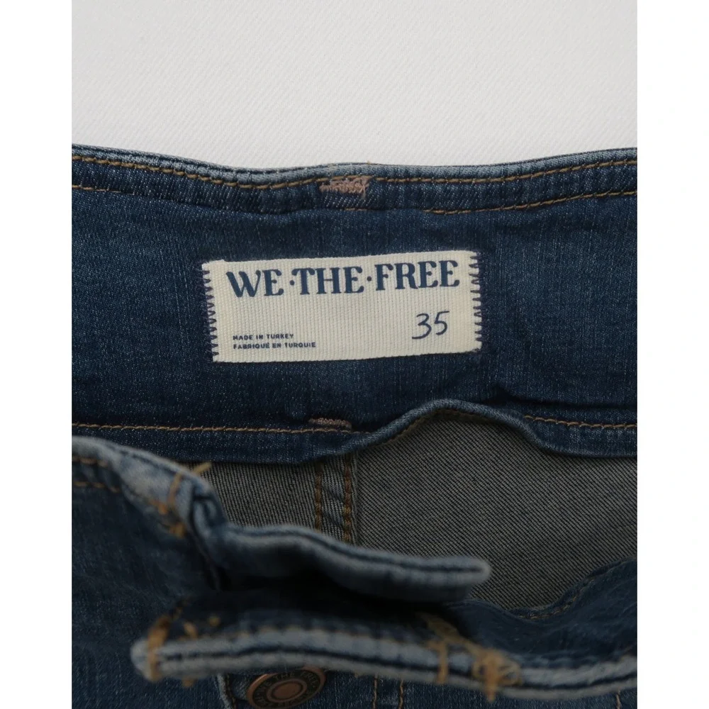 We The Free Free People Crvy Oasis High Rise Button‎ Fly Denim Shorts Blue 35
